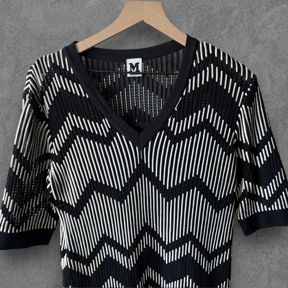 M MISSONI
Bicolor Zig Zag V-neck Mini Dress